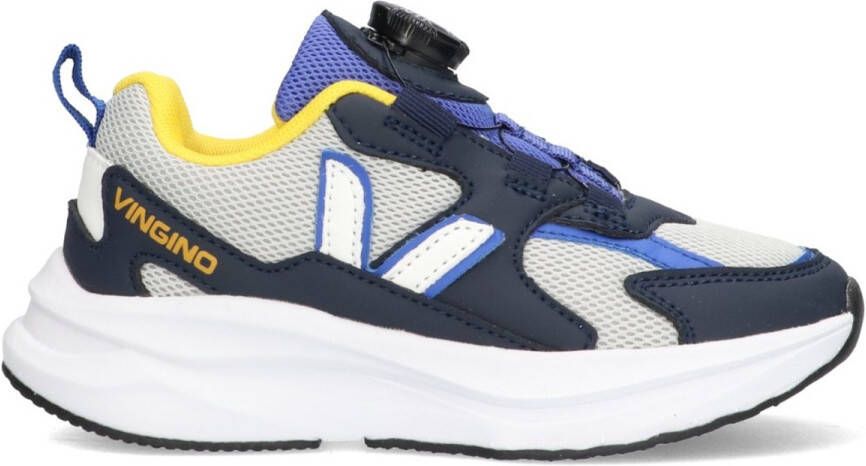 Vingino VIN825601-328 Jongens Lage Sneakers Blauw Leer Draaisluiting