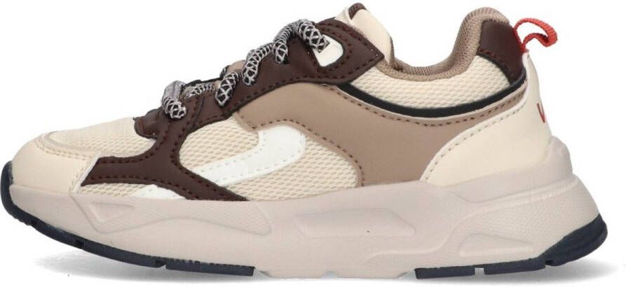 Vingino VIN825604-303 Jongens Lage Sneakers Beige Imitatieleer Mesh Veters