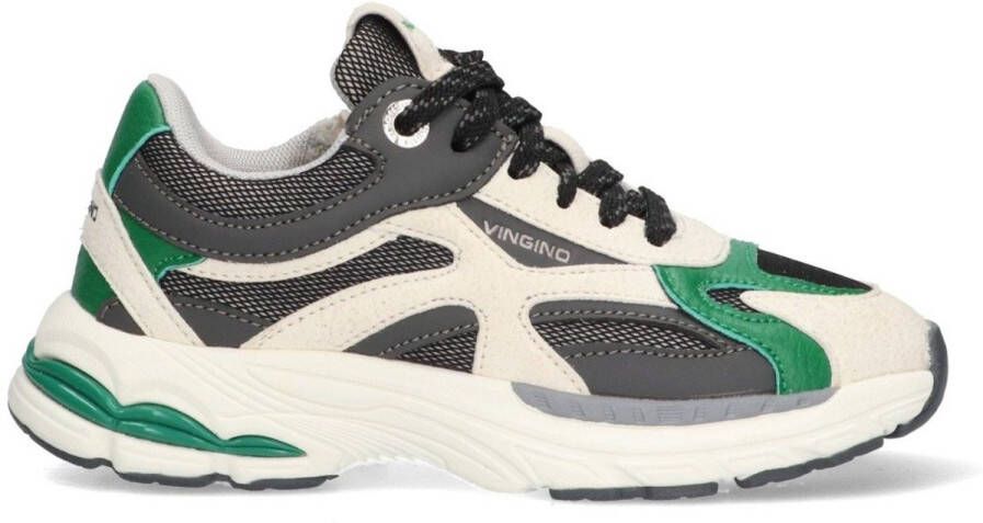 Vingino VIN825612-403 Jongens Lage Sneakers Groen Leer Veters