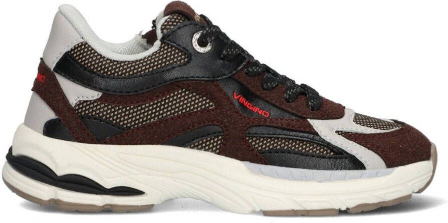 Vingino VIN825612-416 Jongens Lage Sneakers Bruin Leer Veters