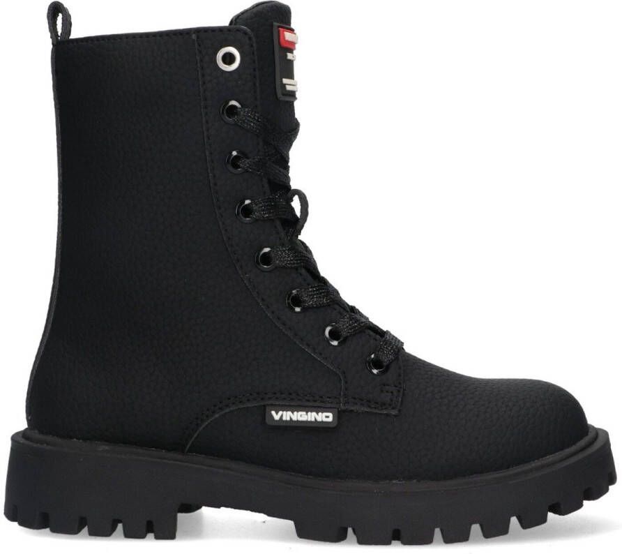 Vingino VIN825691-789 Meisjes Biker Boots Zwart Imitatieleer Veters