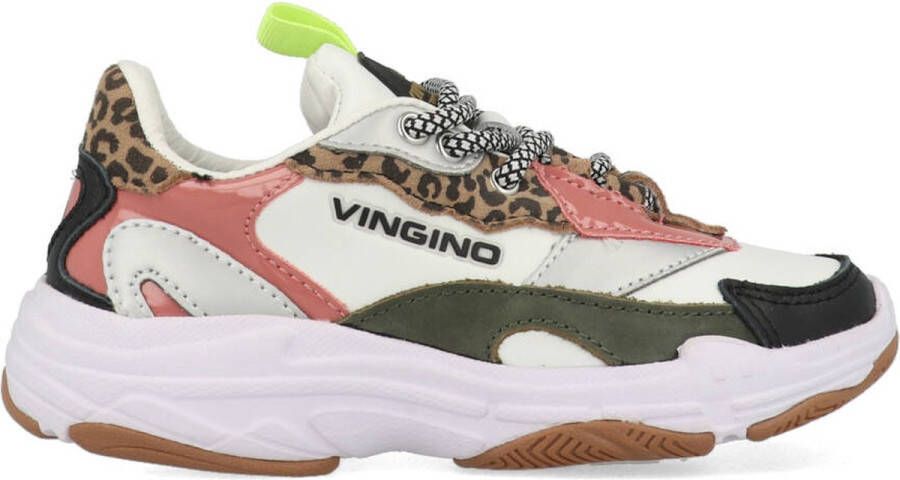 Vingino Vincia chunky leren sneakers wit roze