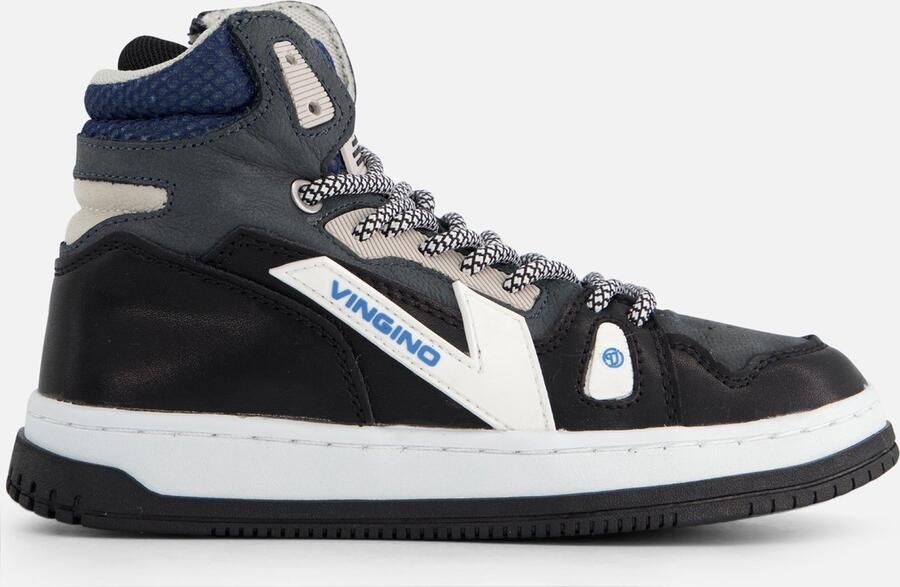VINGINO Joshua mid leren sneakers blauw Jongens Leer Meerkleurig 38