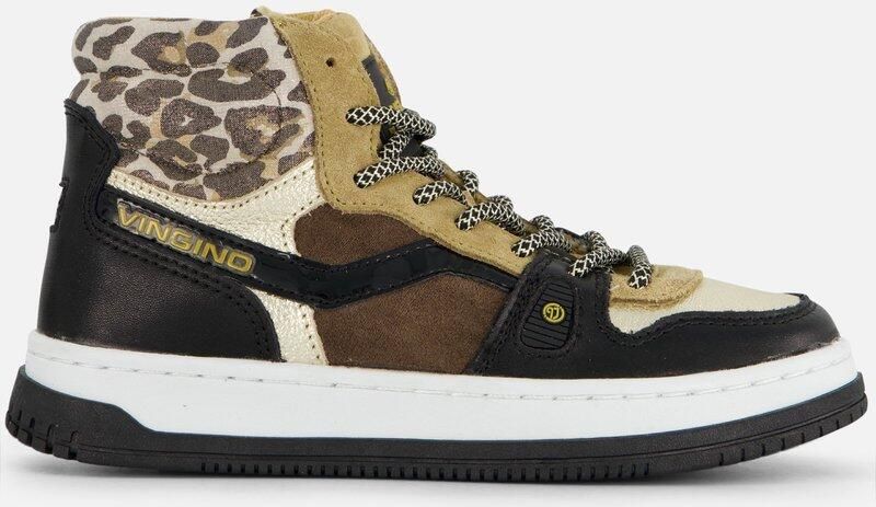 VINGINO Maxime leren sneakers zwart bruin Meisjes Leer Meerkleurig 38