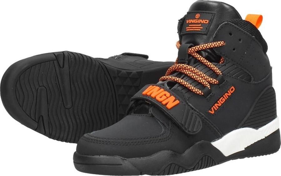 VINGINO Raoul Mid leren sneakers zwart Jongens Leer Meerkleurig 33 - Foto 7