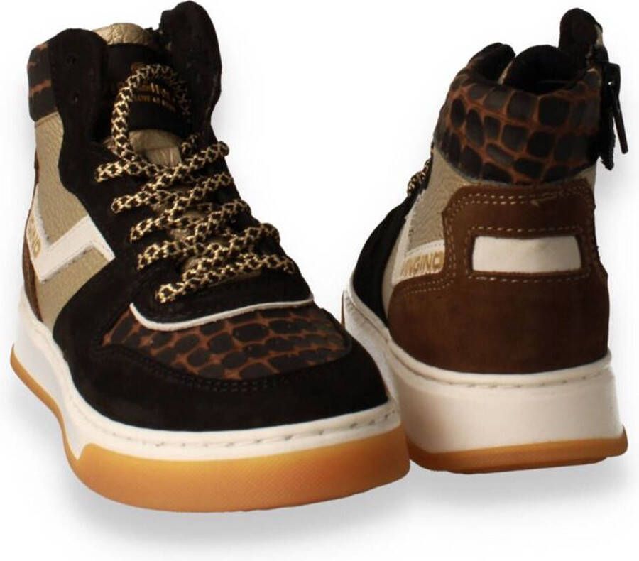 Vingino Senne Mid Premium leren sneakers zwart multi