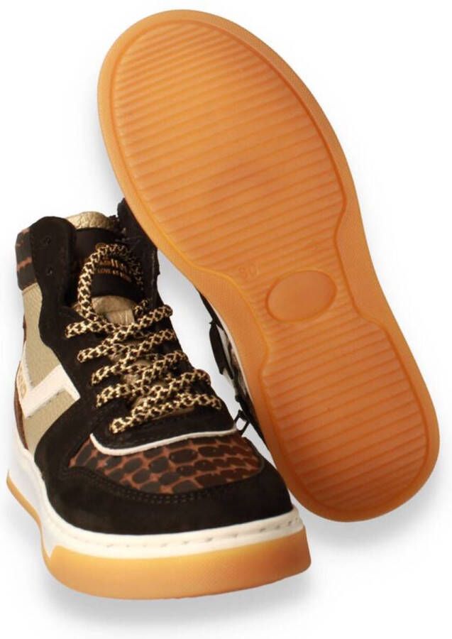 Vingino Senne Mid Premium leren sneakers zwart multi - Foto 4