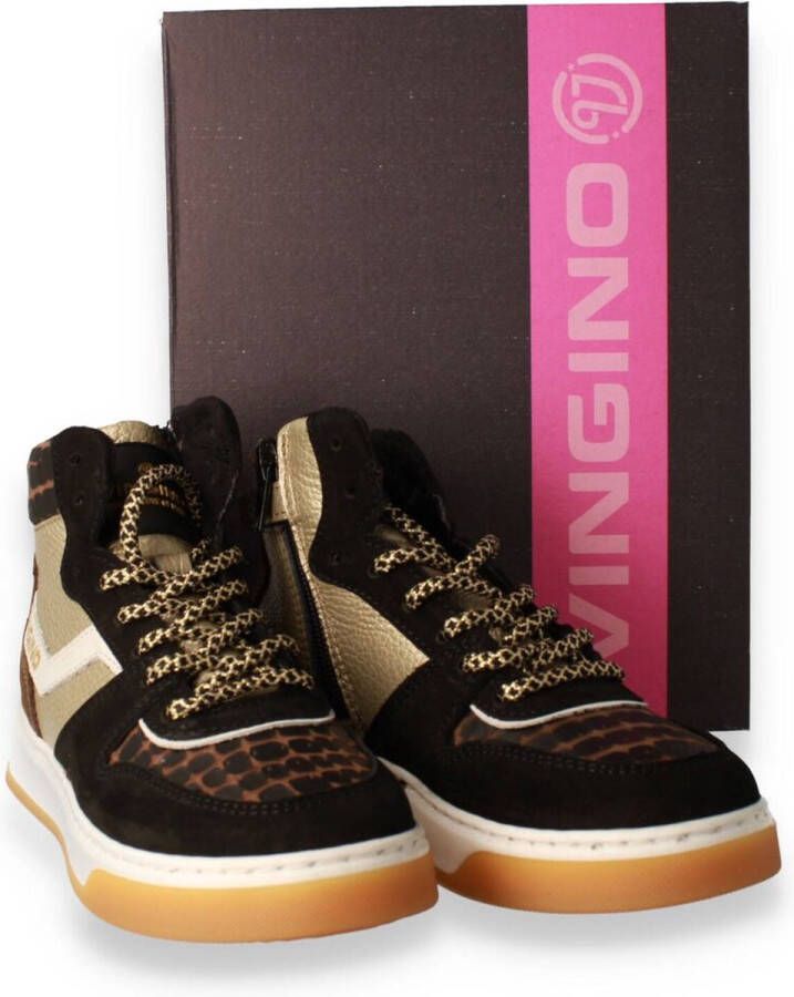 Vingino Senne Mid Premium leren sneakers zwart multi - Foto 2