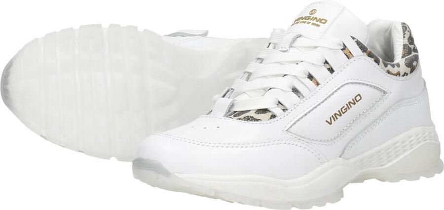 Vingino Fenna leren chunky sneakers met panterprint wit - Foto 6
