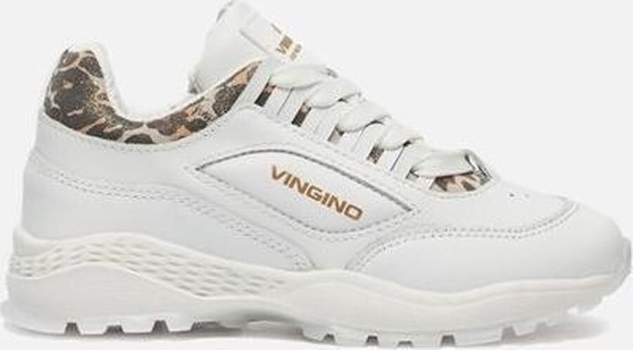 Vingino Fenna leren chunky sneakers met panterprint wit - Foto 13