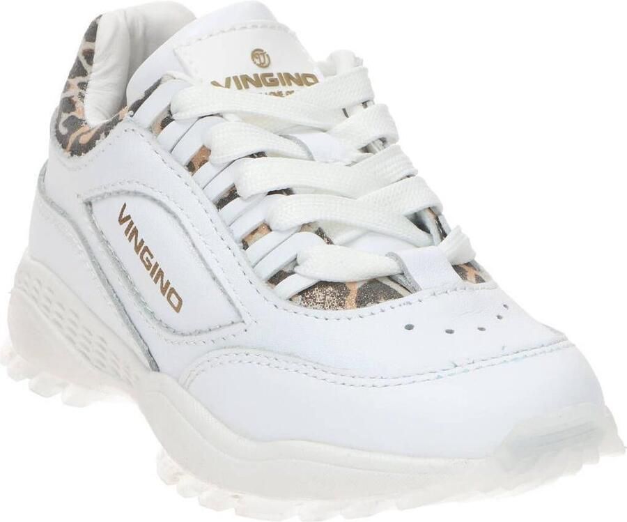 Vingino Fenna leren chunky sneakers met panterprint wit - Foto 7