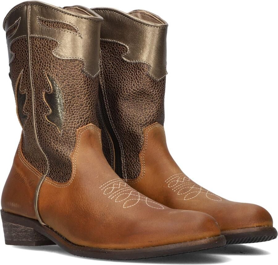 VINGINO Vera Xhi leren cowboylaarzen cognac Bruin Meisjes Leer Meerkleurig 28 - Foto 3