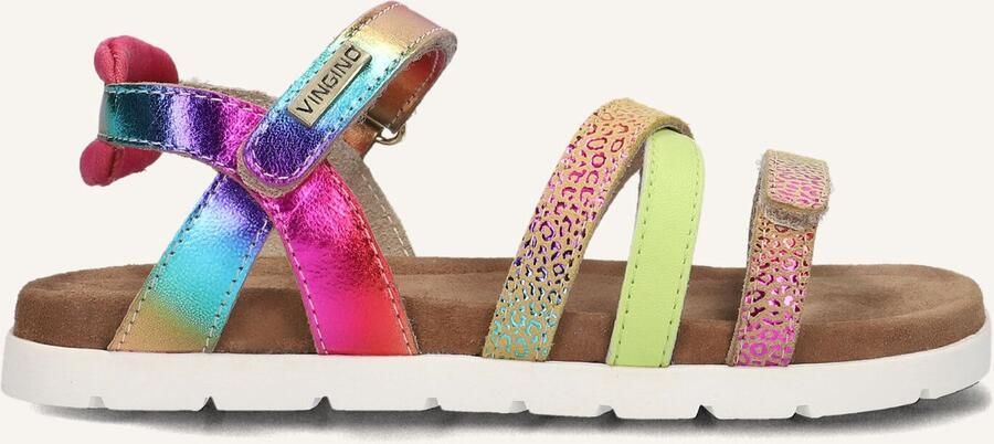 Vingino VIN825412-998 Meisjes Platte Sandalen Multicolor Leer Klittenband