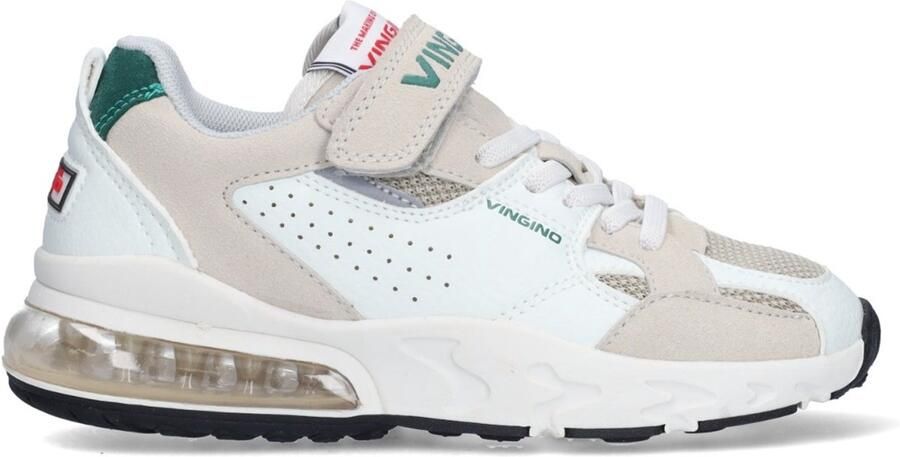 Vingino VIN826001-701 Jongens Lage Sneakers Wit Leer Veters Met Klittenband