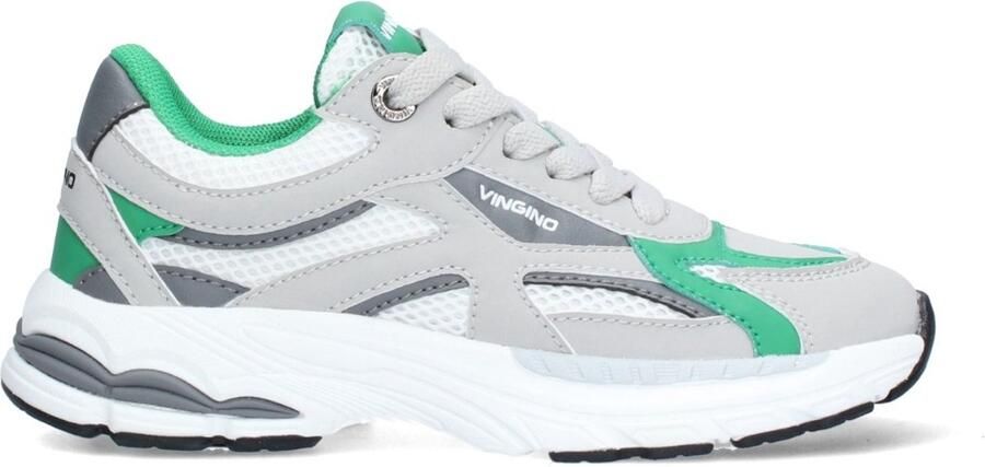 Vingino VIN826030-781 Jongens Lage Sneakers Groen Leer Veters