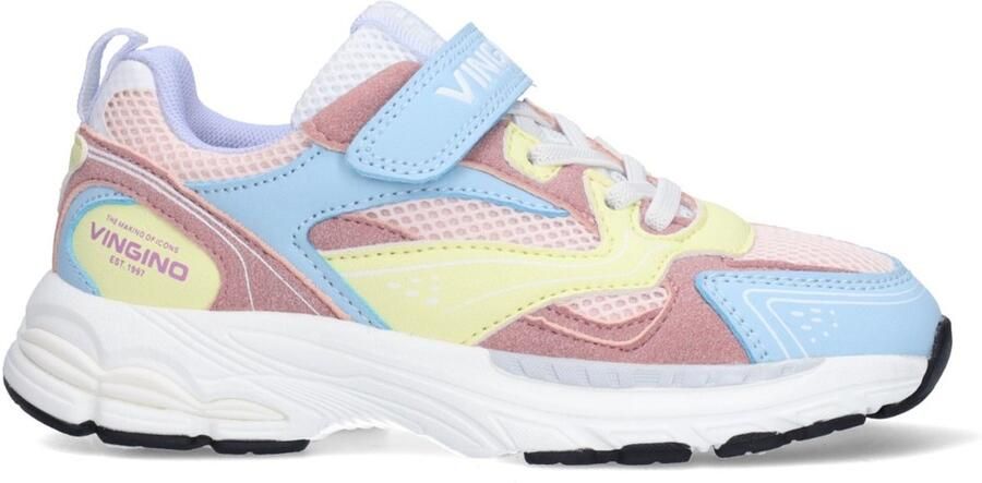 Vingino VIN826032-770 Meisjes Lage Sneakers Roze Leer Suède Veters Met Klittenband