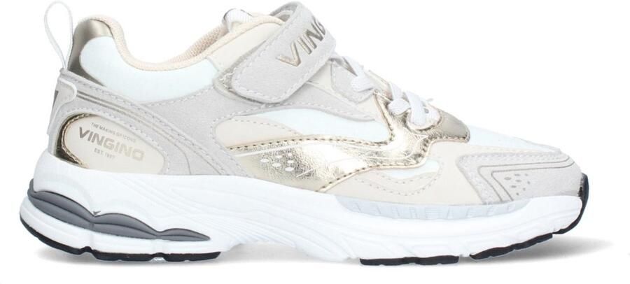 Vingino VIN826032-794 Meisjes Lage Sneakers Beige Leer Suède Veters Met Klittenband