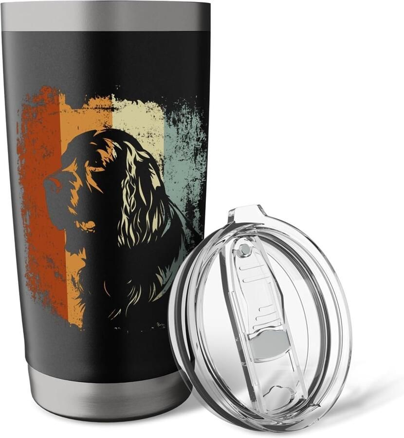 Vintage thermosbeker met Clumber Spaniel