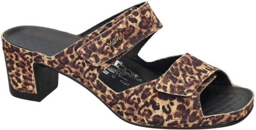 Vital -Dames beige donker slippers & muiltjes