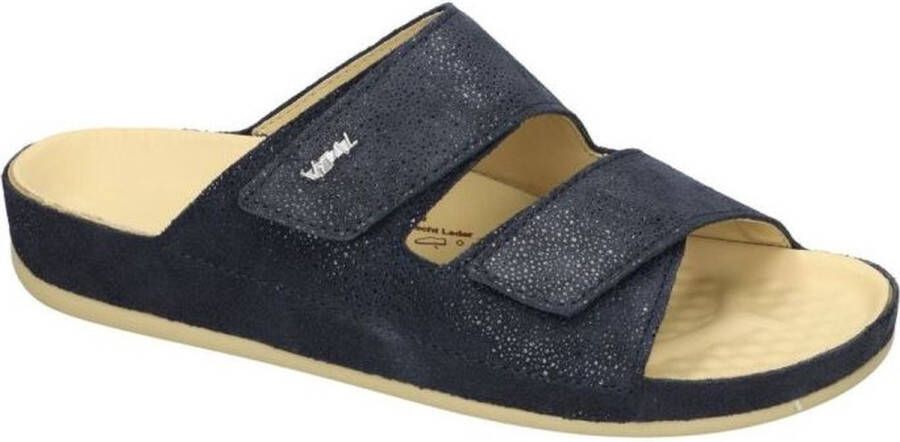 Vital -Dames blauw donker slippers & muiltje