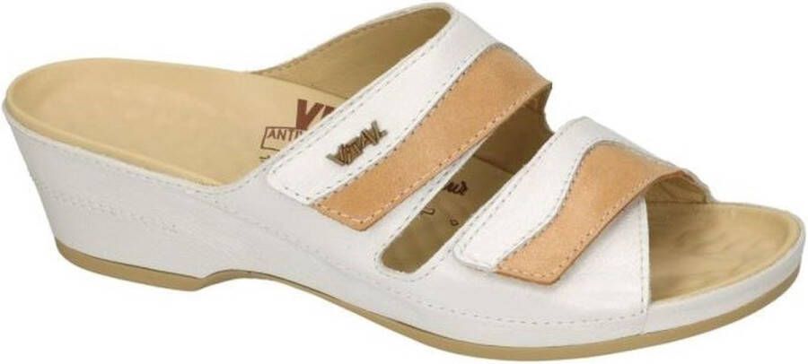 Vital -Dames off-white ecru parel slippers & muiltjes