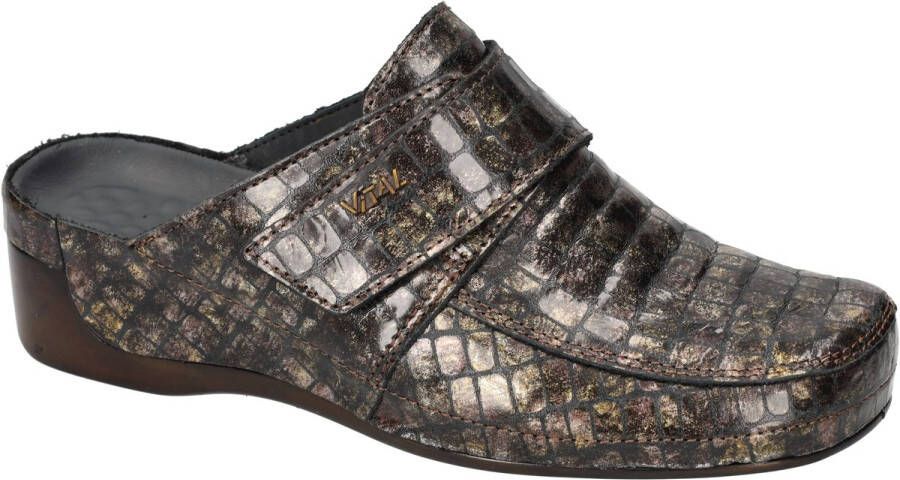 Vital -Dames taupe donker slippers & muiltjes