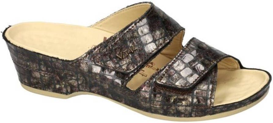Vital -Dames taupe donker slippers & muiltjes