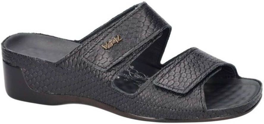 Vital -Dames zwart slippers & muiltjes