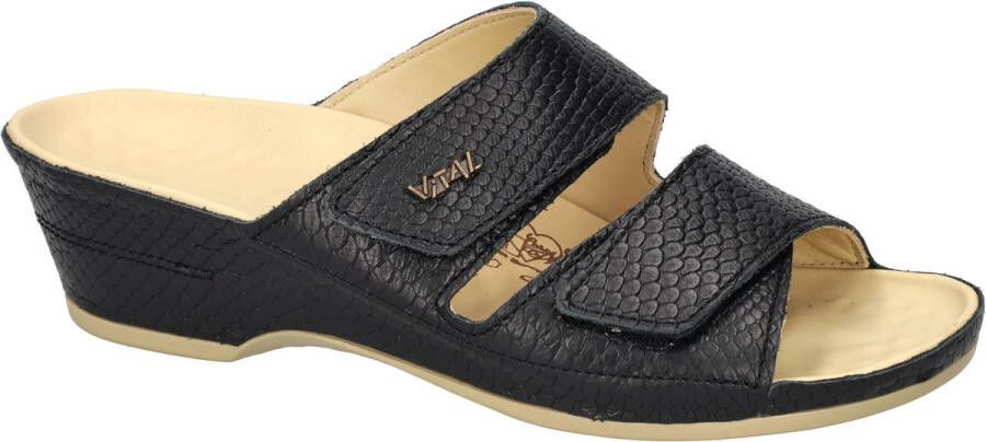 Vital -Dames zwart slippers & muiltjes