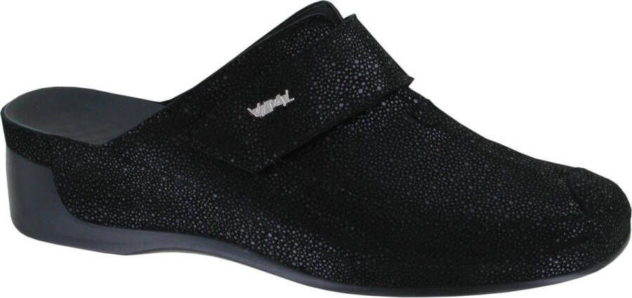 Vital -Dames zwart slippers & muiltjes