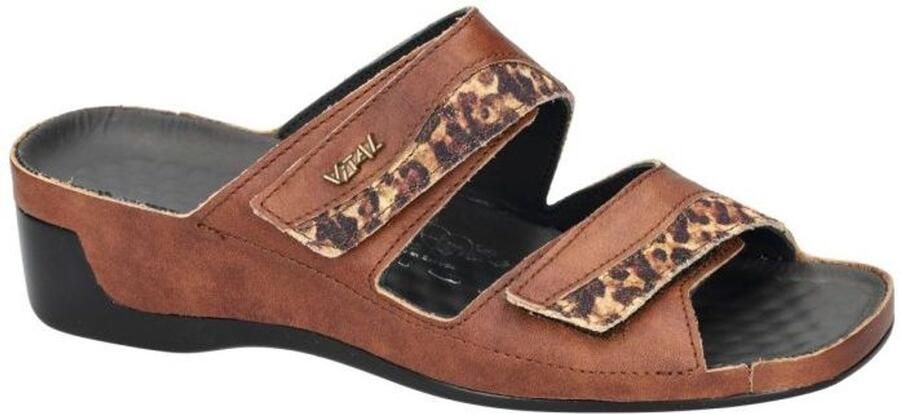 Vital -Dames cogna caramel slippers & muiltjes