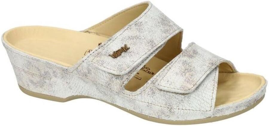 Vital -Dames off-white ecru parel slippers & muiltjes