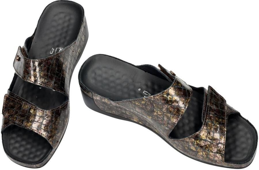 Vital -Dames taupe donker slippers & muiltjes