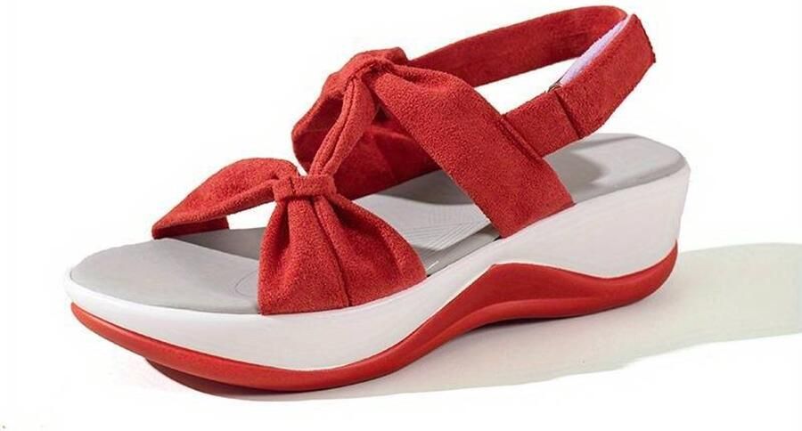 Vivva Dames Sandalen Rood Voetboogondersteuning Klittenband Verstelbaar Orthopedisch AMALFI