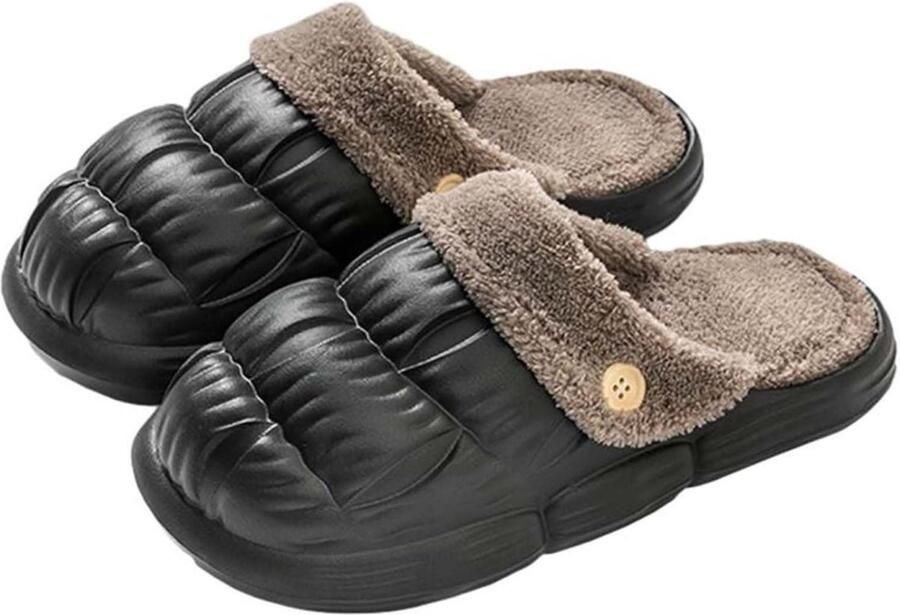Vivva Pantoffels Memory Foam Pluche Voering Warm Waterbestendig Anti-Slip Uitneembare Binnenkant Zwart 38 39 SNUGSLIDES