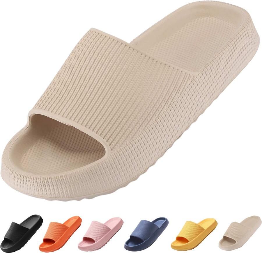 Vivva Zachte Slippers Badslippers Hotelslippers Slides Pantoffels Sloffen Anti-Slip Beige FLIPSY