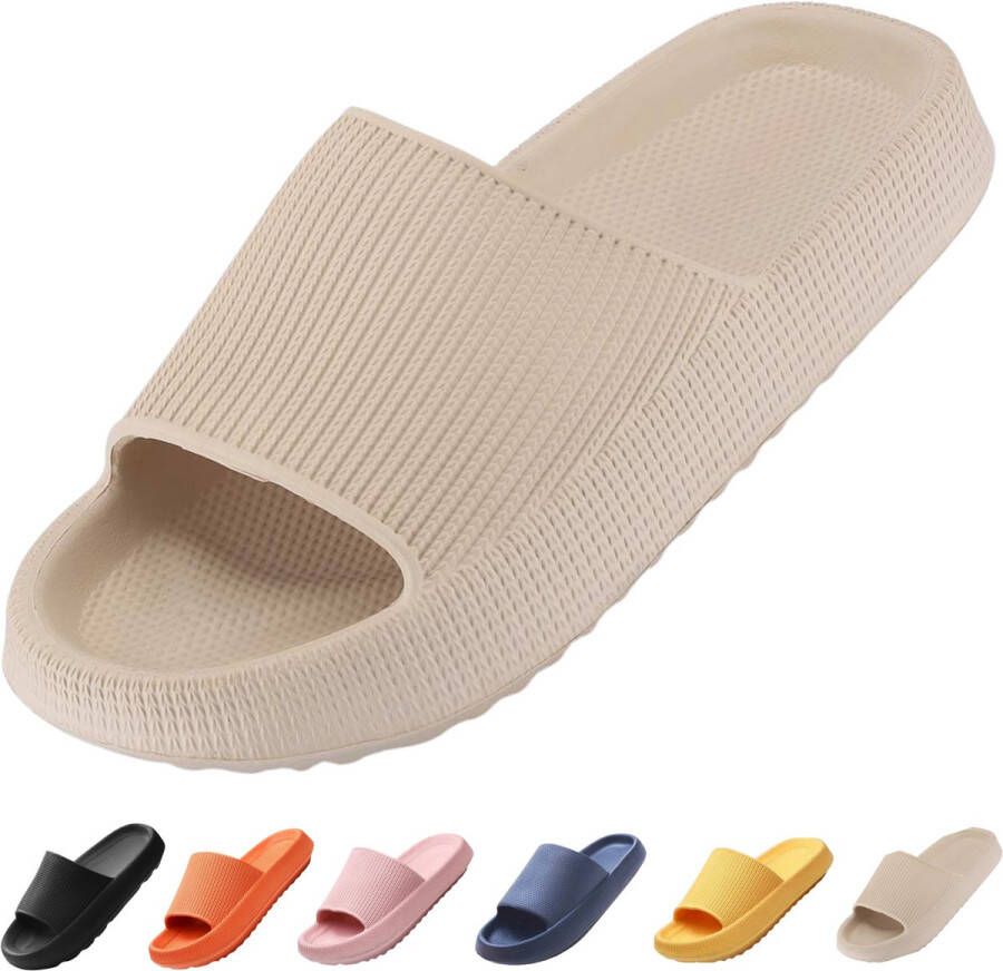 Vivva Zachte Slippers Badslippers Hotelslippers Slides Pantoffels Sloffen Anti-Slip Beige FLIPSY