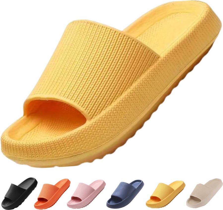 Vivva Zachte Slippers Badslippers Hotelslippers Slides Pantoffels Sloffen Anti-Slip Geel FLIPSY