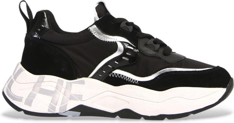 Voile blanche Zwarte Sneakers met Leren en Stoffen Voering Zwart Dames