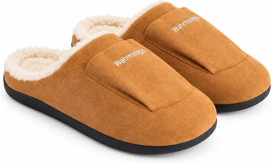 Wahrm Verwarmde Sloffen en Infrarood Verwarmde Pantoffels 3 Warmtestanden Incl. 5.000 mAh Powerbank Antislipzool Camel
