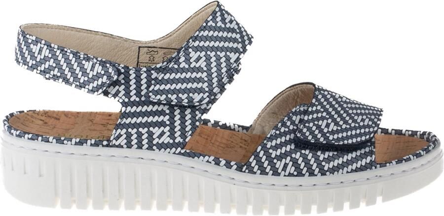 Waldläufer Dames Sandaal 955001-107-217 Blauw Wit Wijdte H (38.5)