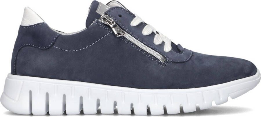 Waldläufer Blauwe Nubuck Rits Sneakers Blue Dames