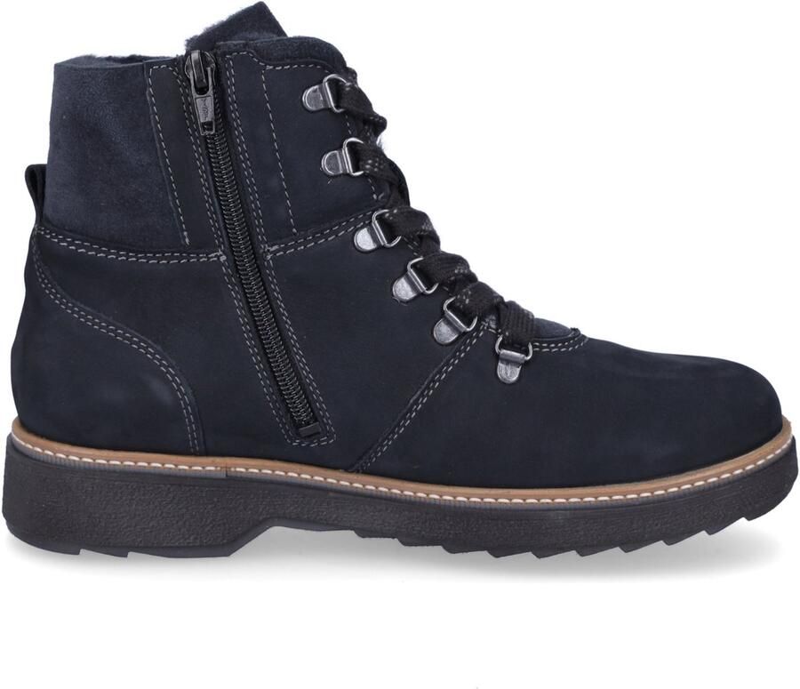 Waldläufer dames leren veterboot blauw