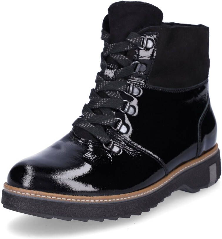 Waldläufer dames leren veterboot zwart lak
