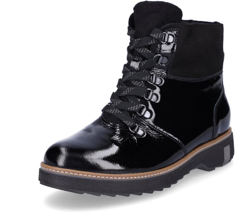 Waldläufer dames leren veterboot zwart lak