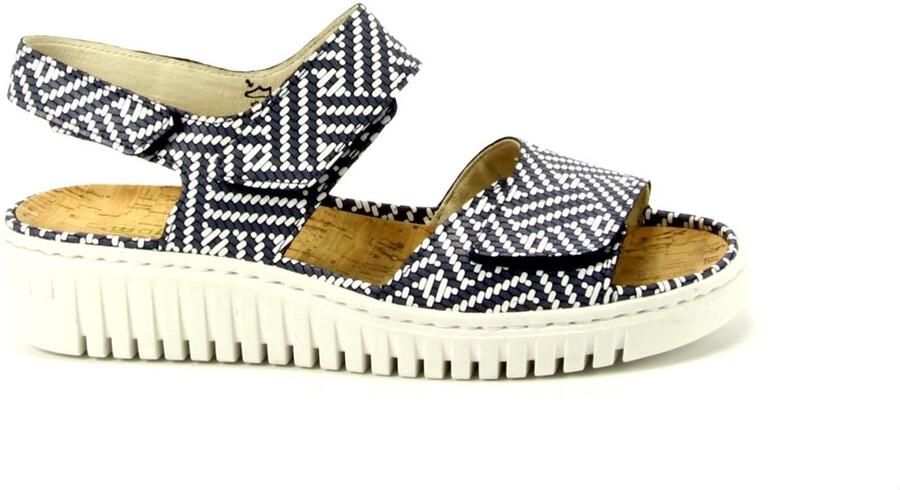 Waldläufer Dames Sandaal 955001-107-217 Blauw Wit Wijdte H (38.5) - Foto 3