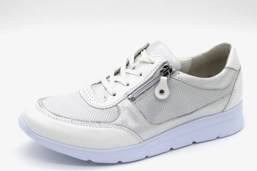 Waldläufer Dames Veterschoen 661003-309-663 Wit Zilver Wijdte K