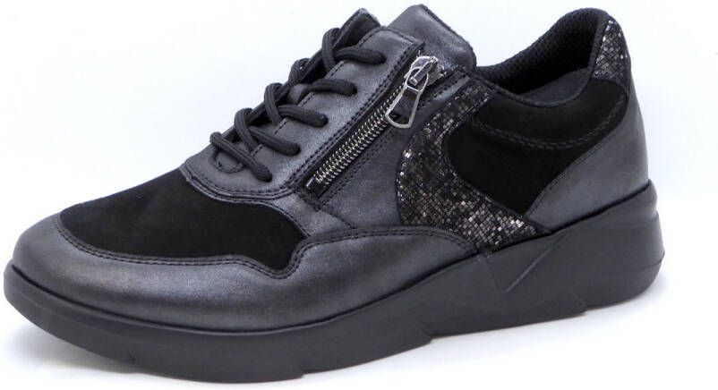 Waldläufer Dames Veterschoen 668001-411-361 Zwart Combi Wijdte K (37.5)