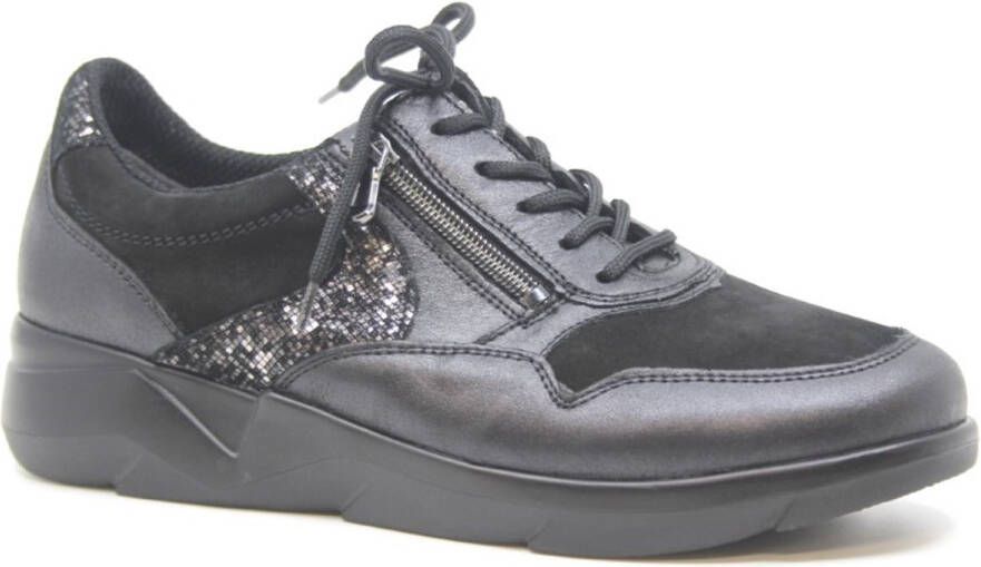 Waldläufer Dames Veterschoen 668001-411-361 Zwart Combi Wijdte K (40)