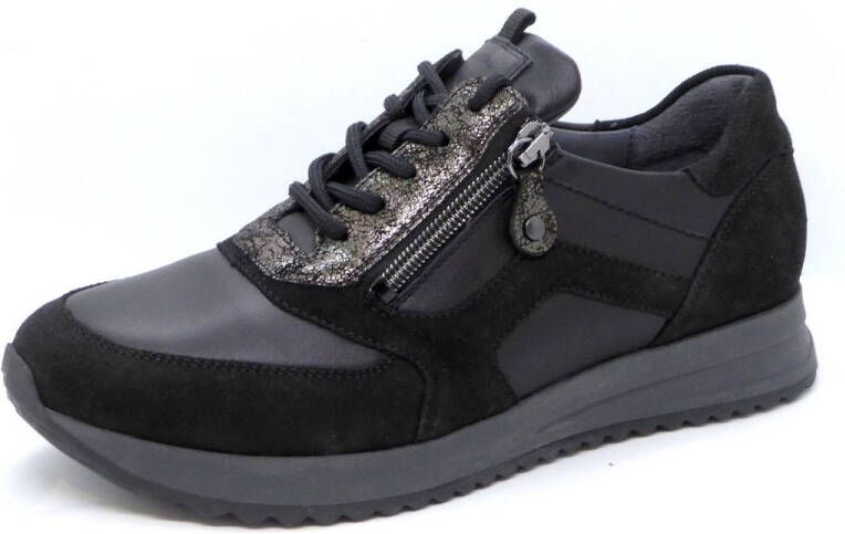 Waldläufer Dames Veterschoen 7520047-403-771 Zwart Combi Wijdte H (38.5)